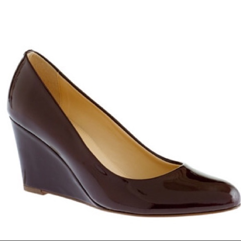 J. Crew Patent Wedges in Dark Aubergine